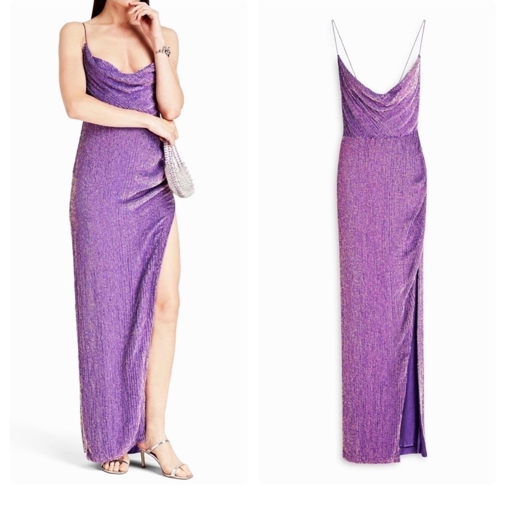 Retrofête Katya Sequin Purple Sequin Embellished Gown Size S